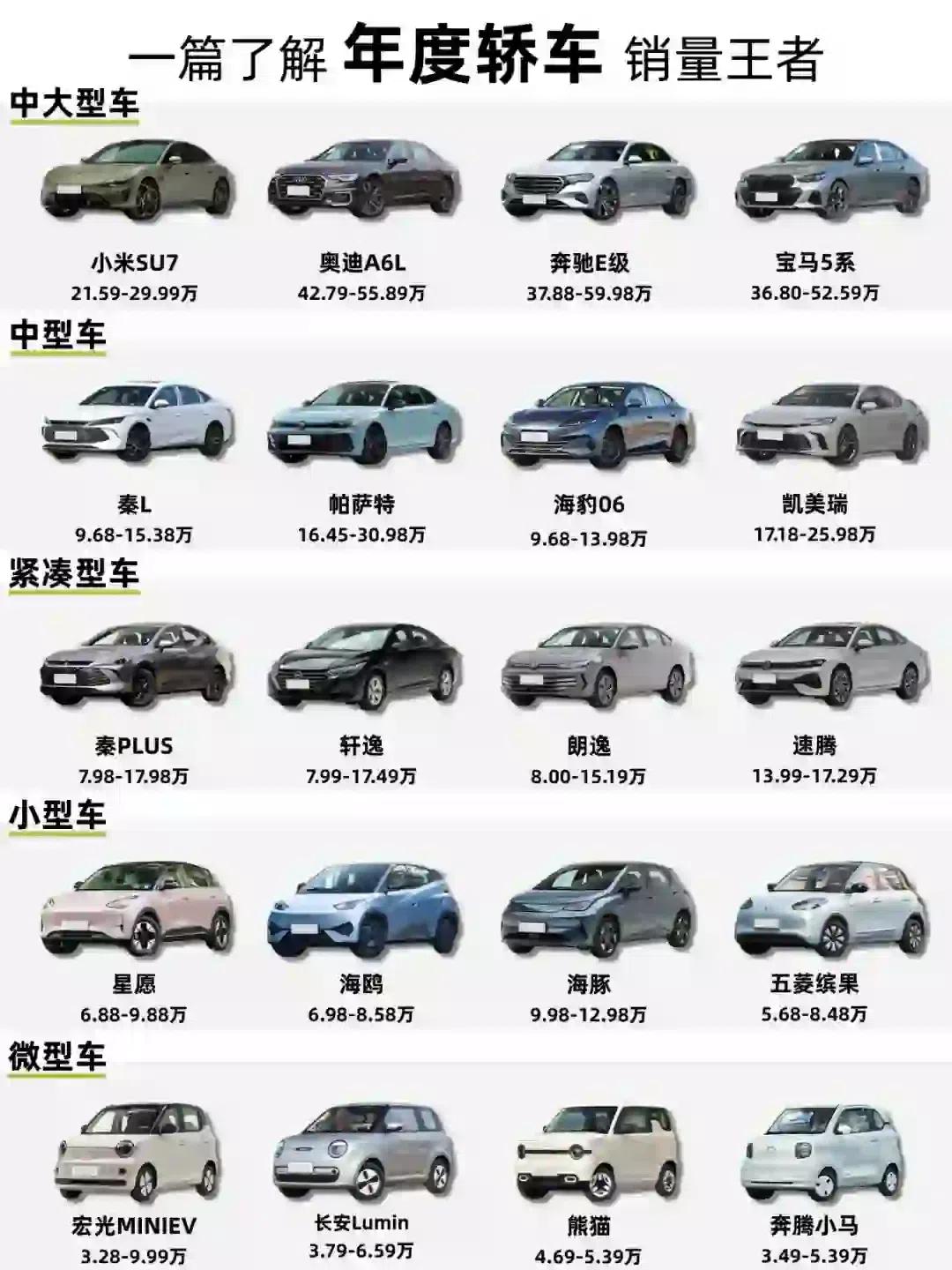 ### 年度盘点|各级别销量王者车型——轿车篇_宏光MINIEV社区社区