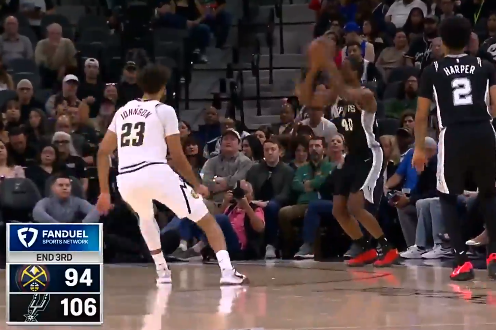 马刺三节以106-94领先掘金，约基奇已砍下31分18篮板7助攻