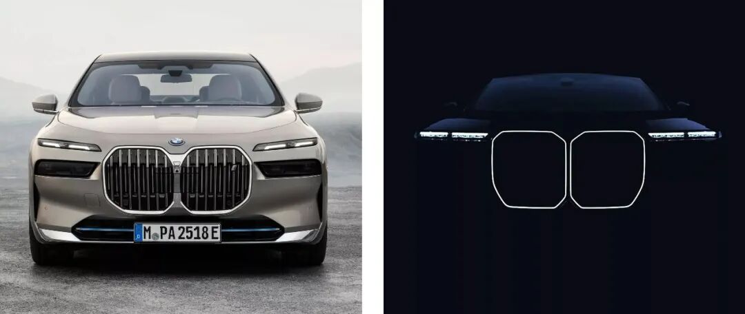 宝马新款7系预告图,延续大鼻孔设计