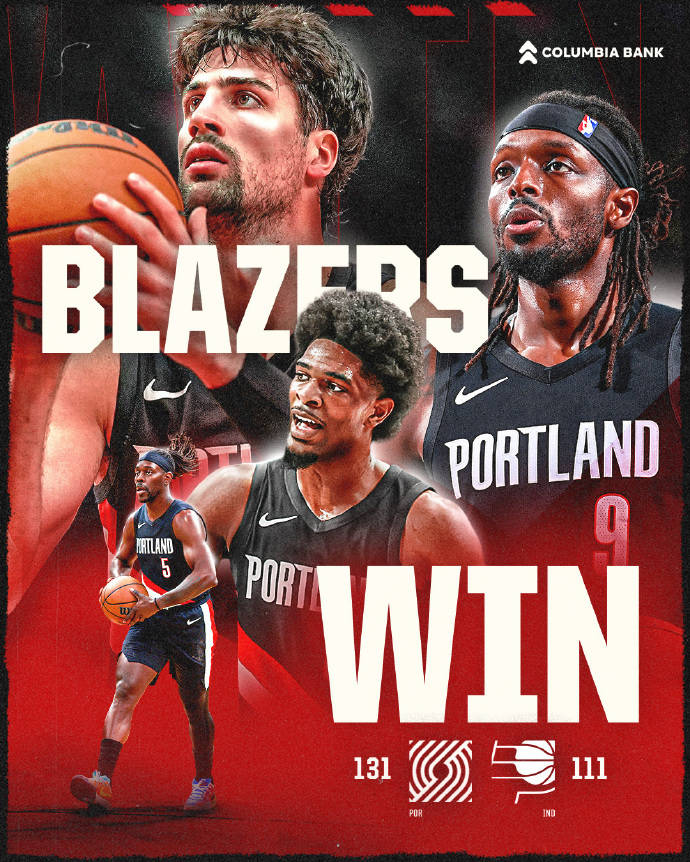 开拓者送步行者9连败！亨德森替补28分，霍勒迪21分，格兰特21分