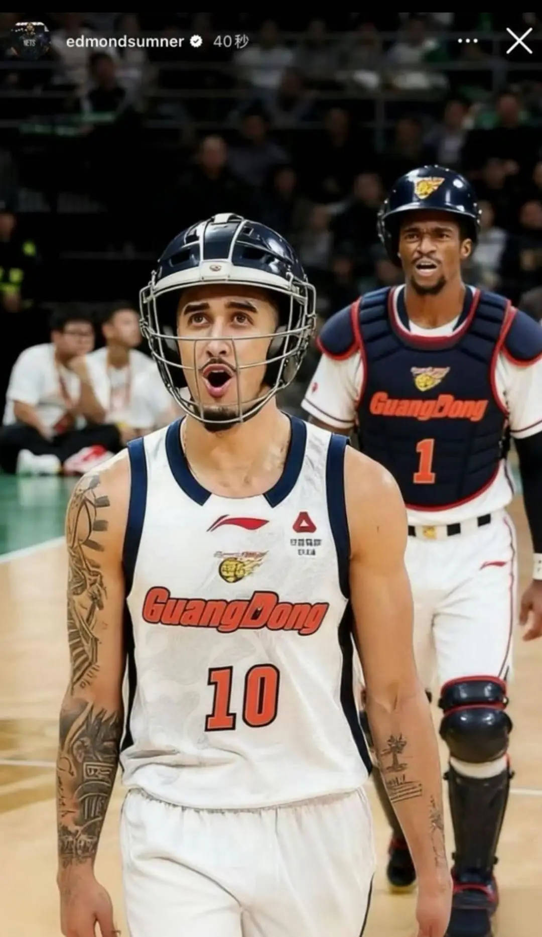 广东赛后之声：萨姆纳戴头盔打球，王少杰晒聆听照，崔永熙表决心