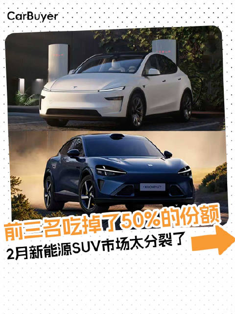 2月新能源SUV销量放榜：特斯拉吃肉，小米挨打？只有理想稳住了