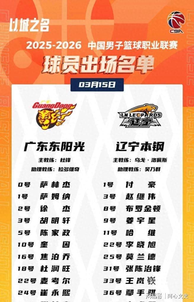 广东对阵辽宁大名单出炉，崔永熙复出，王少杰缺席，张皓嘉仍在列