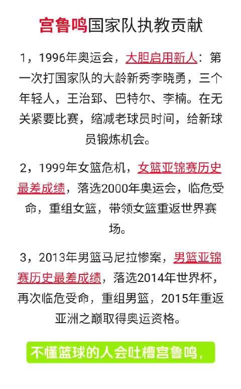 不懂篮球的人在质疑宫鲁鸣
