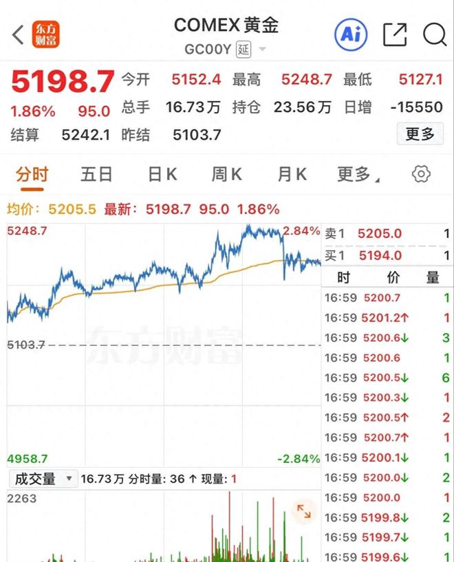 黄金大涨，欧股大涨，美股尾盘跳水，储存芯片大涨，中概股普涨！