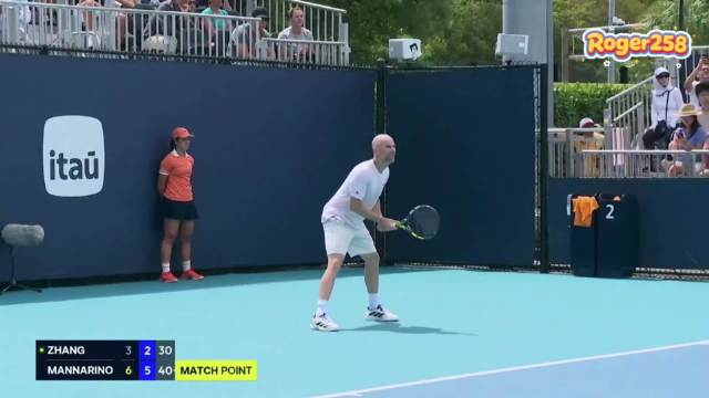 张之臻0比2负曼纳里诺，止步迈阿密赛首轮