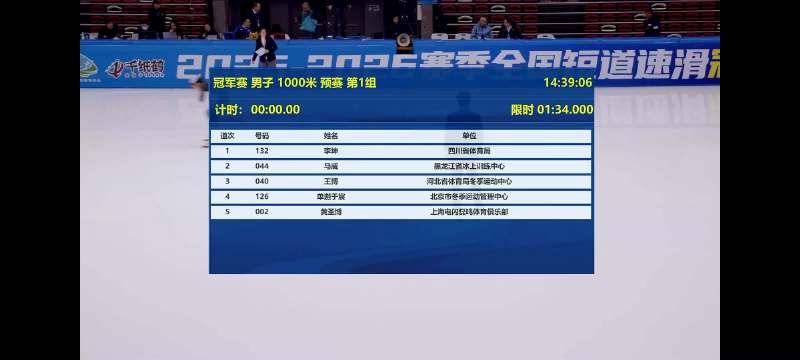 短道速滑冠军赛呼和浩特站男子1000米预赛王博首组第一