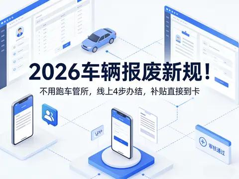 2026车辆报废新规!不用跑车管所，线上4步办结，补贴直接到卡
