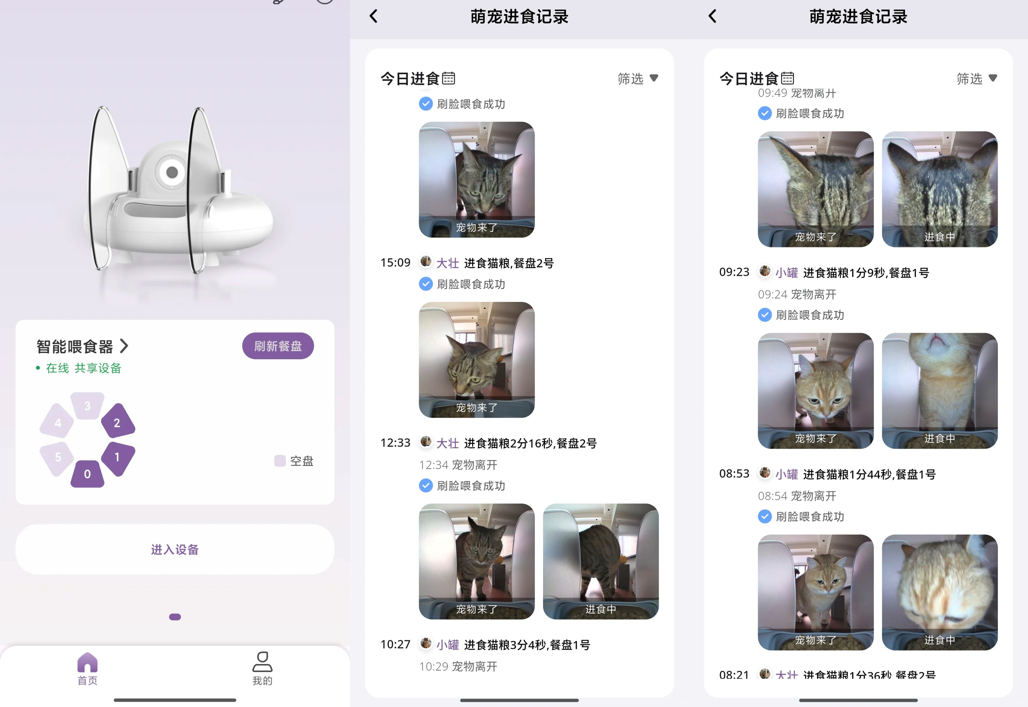 市场已有智能喂食器通过刷脸解决多猫家庭喂养量不同的难题。图源：小红书