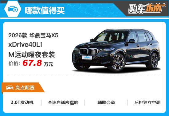 推荐中配车型 2026款华晨宝马X5购车指南