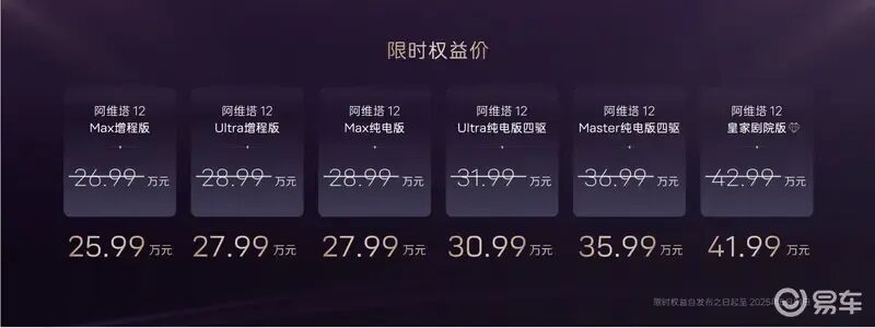2025款阿维塔12 同级唯一三激光雷达+前排双零重力座椅!综合续航1155km!25.99万起!