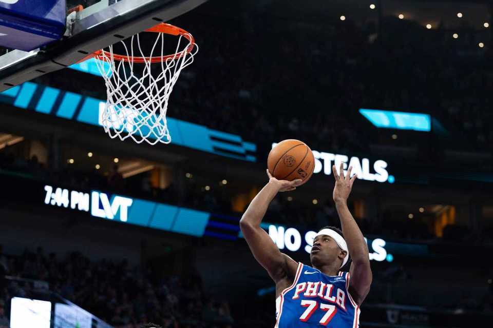 探花受伤后又回归22+13！76人连两季横扫爵士 5号秀贝利25分