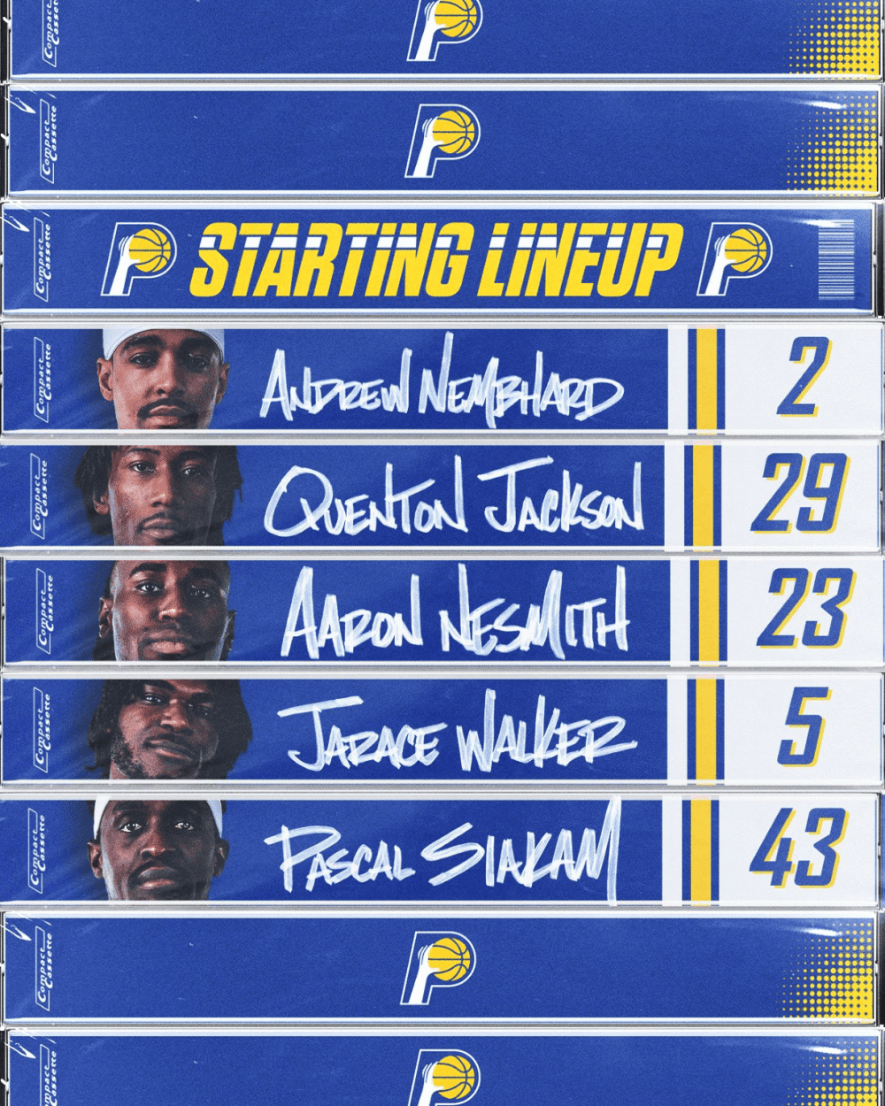 步行者首发：内姆布哈德、杰克逊、内史密斯、沃克、西卡