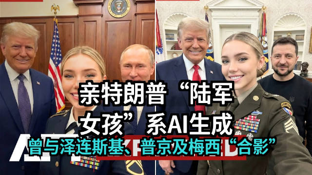 曾与泽连斯基、普京和梅西“合影”的亲特朗普“陆军女孩”系人工智能生成