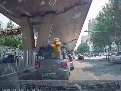 男子在等红灯，一个人以为是停车位，直接把车停到了视频车前面