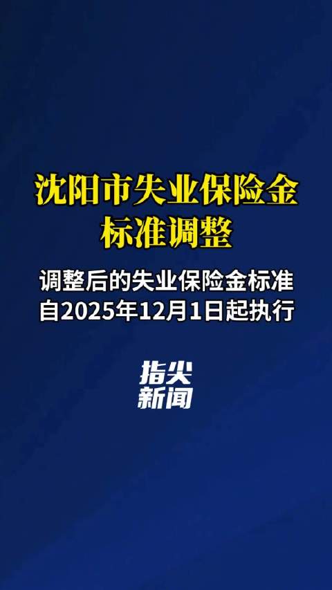 沈阳失业保险金标准2025年12月起调整