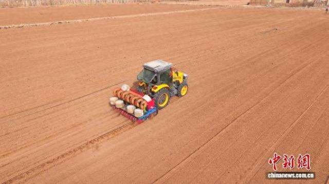 3月23日，临泽县推广小麦浅埋滴灌播种技术。 临泽县融媒体中心供图