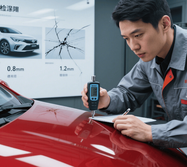 日系车漆薄是真的!仪器测量:比德系车薄 0.1mm,小剐蹭更显痕