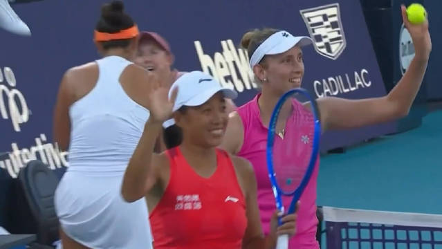 张帅梅尔滕斯救4赛点逆转晋级迈阿密女双四强