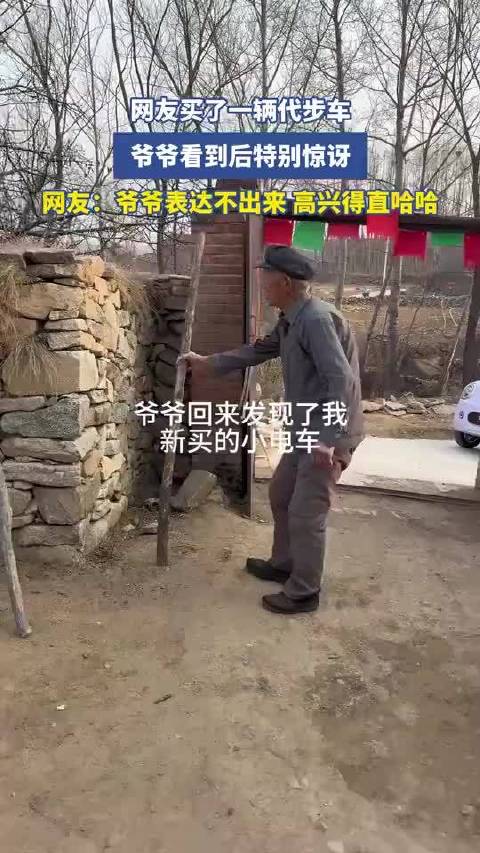 网友买了一辆代步车，爷爷看到后特别惊讶，网友：爷爷表达不出来！