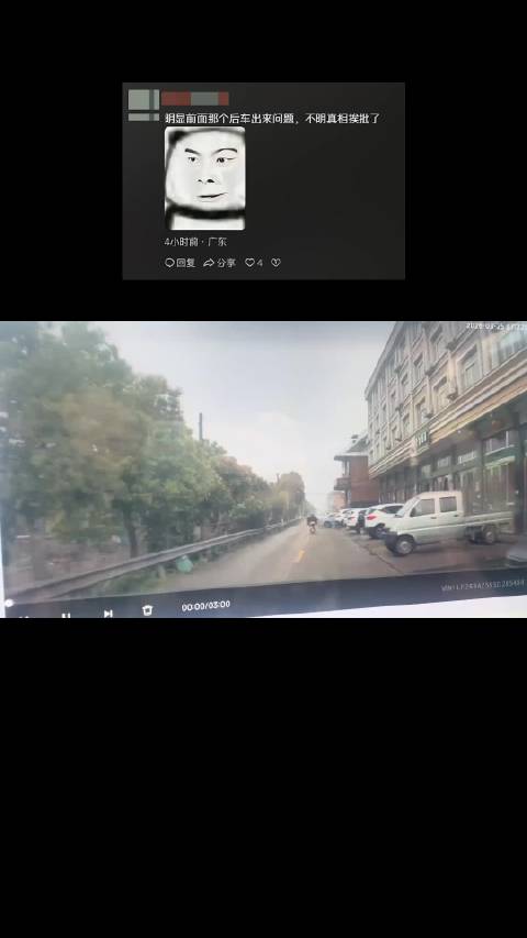 明显前面那个蓝车倒车的问题，视频车太冤了