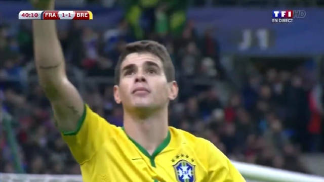 巴西3-1逆转法国，奥斯卡菲尔米诺撞墙破门