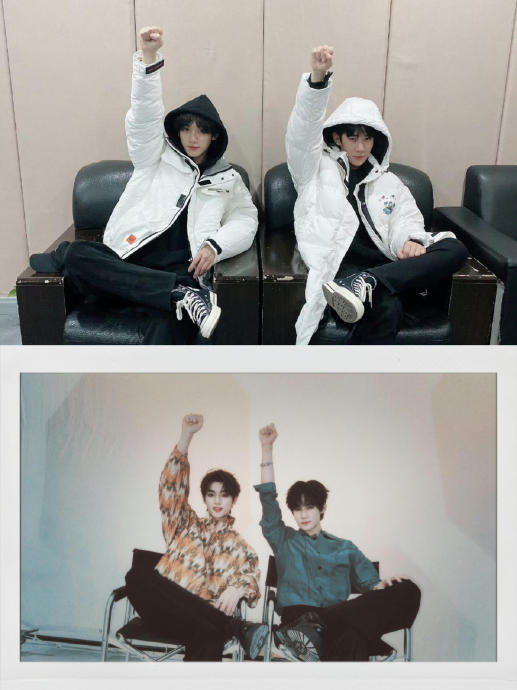 丁程鑫和张真源过去有哪些令人印象深刻的毕业或其他主题合照？