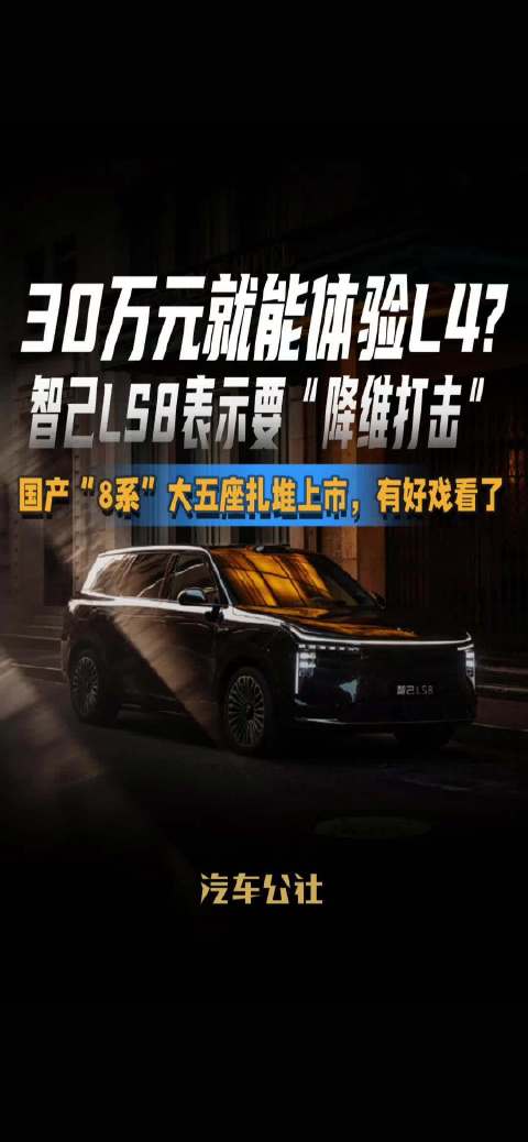 智己LS8以30万价格冲击L4级自动驾驶市场
