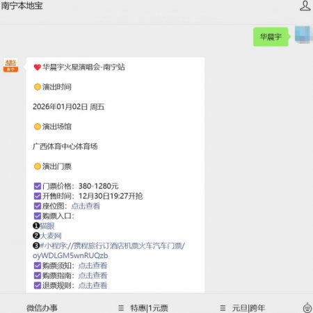 2026年华晨宇南宁演唱会抢票时间