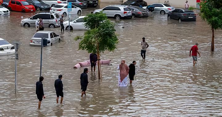 阿联酋迎来强降雨和雷暴天气，迪拜出现闪电，部分居民生活受影响