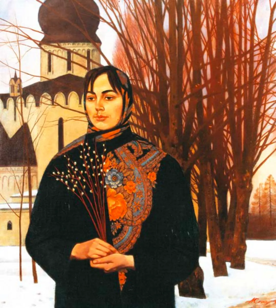 安德烈·西尼察  《复活节前的星期日》布面油画 100cm×90cm   1996