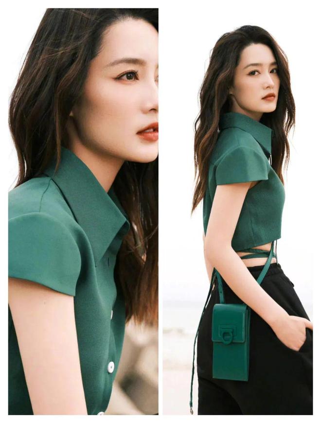 李沁、李小冉、宋妍霏，以短款衬衫，多了露腰时髦