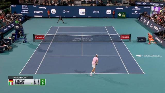 辛纳横扫兹维列夫闯入迈阿密决赛，距阳光双冠仅一胜