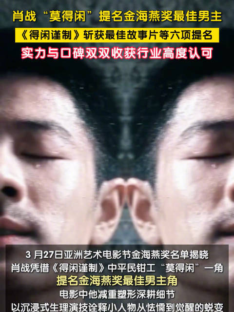 肖战凭莫得闲一角角逐最佳男主