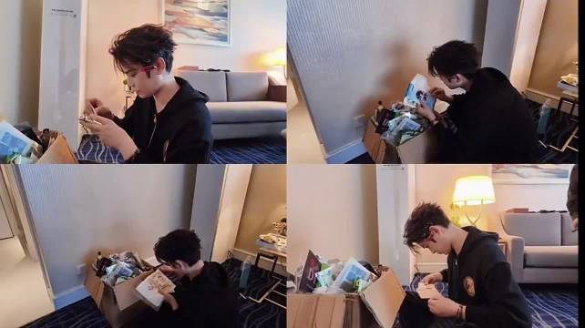 和粉丝们互换的物料被一个一个拆开查收了，这个禹兮怎么这么好