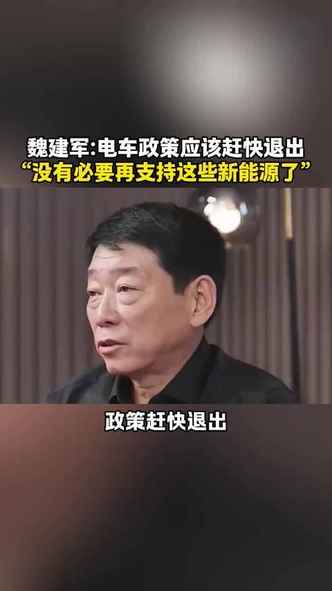 魏建军：电车政策应该赶快退出，已经没有必要再支持新能源了！