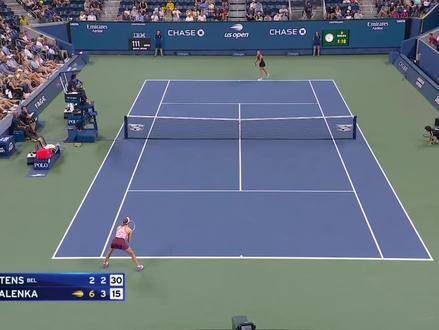 萨巴伦卡直落两盘，6-2、6-4力克梅尔滕斯，强势挺进美网女单八强