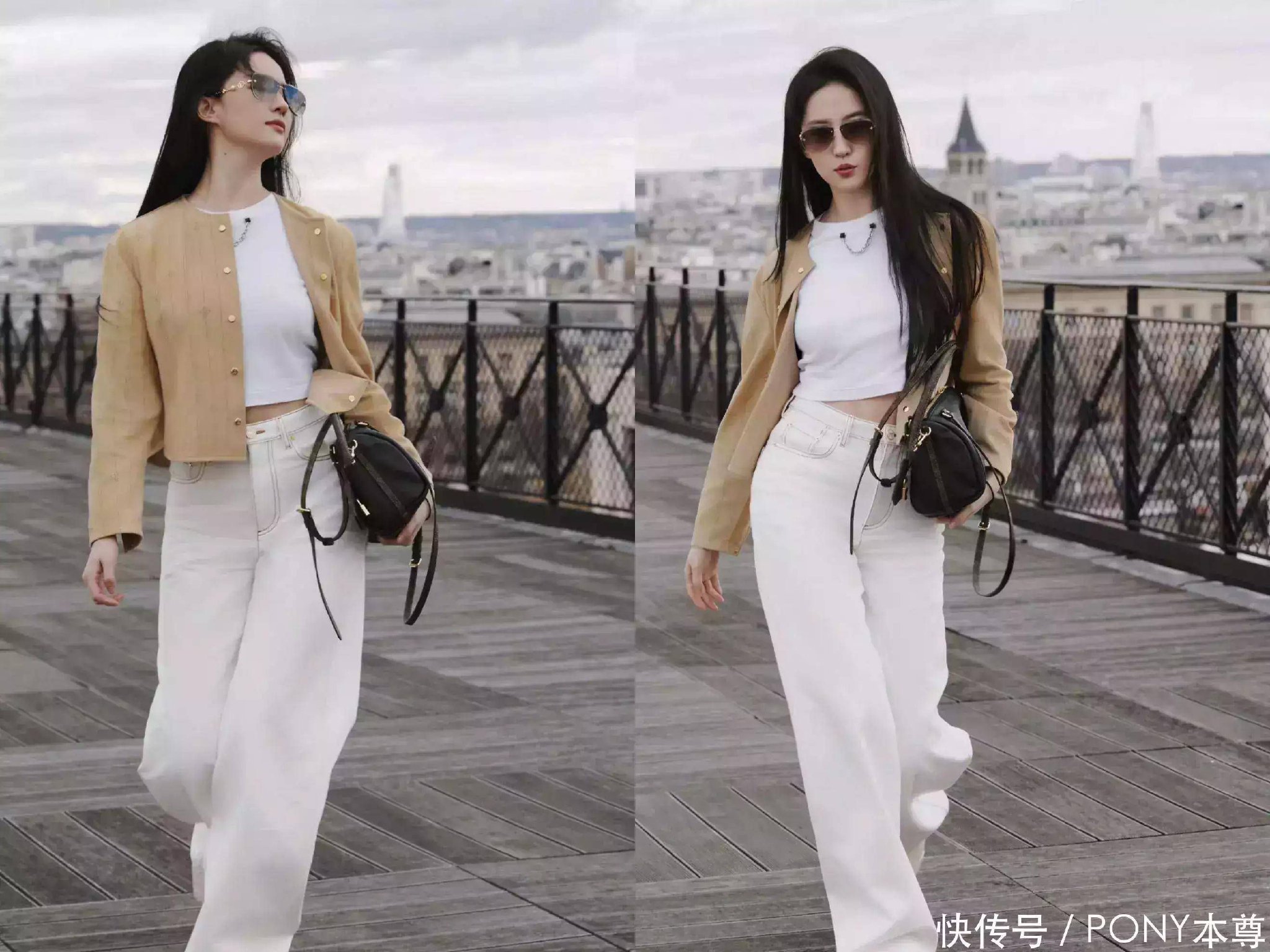 刘亦菲老钱风穿搭火了！白T+白色牛仔裤，盘靓条顺无穿搭瓶颈