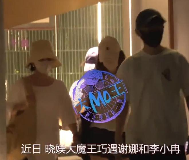 谢娜李小冉聚餐，两人黑白搭配衣服戴帽子，挎帆布包