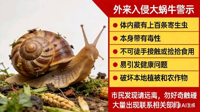 广东暴雨后巨型蜗牛泛滥藏寄生虫