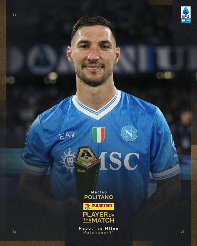 替补打入全场唯一进球，波利塔诺当选那不勒斯vs米兰全场最佳