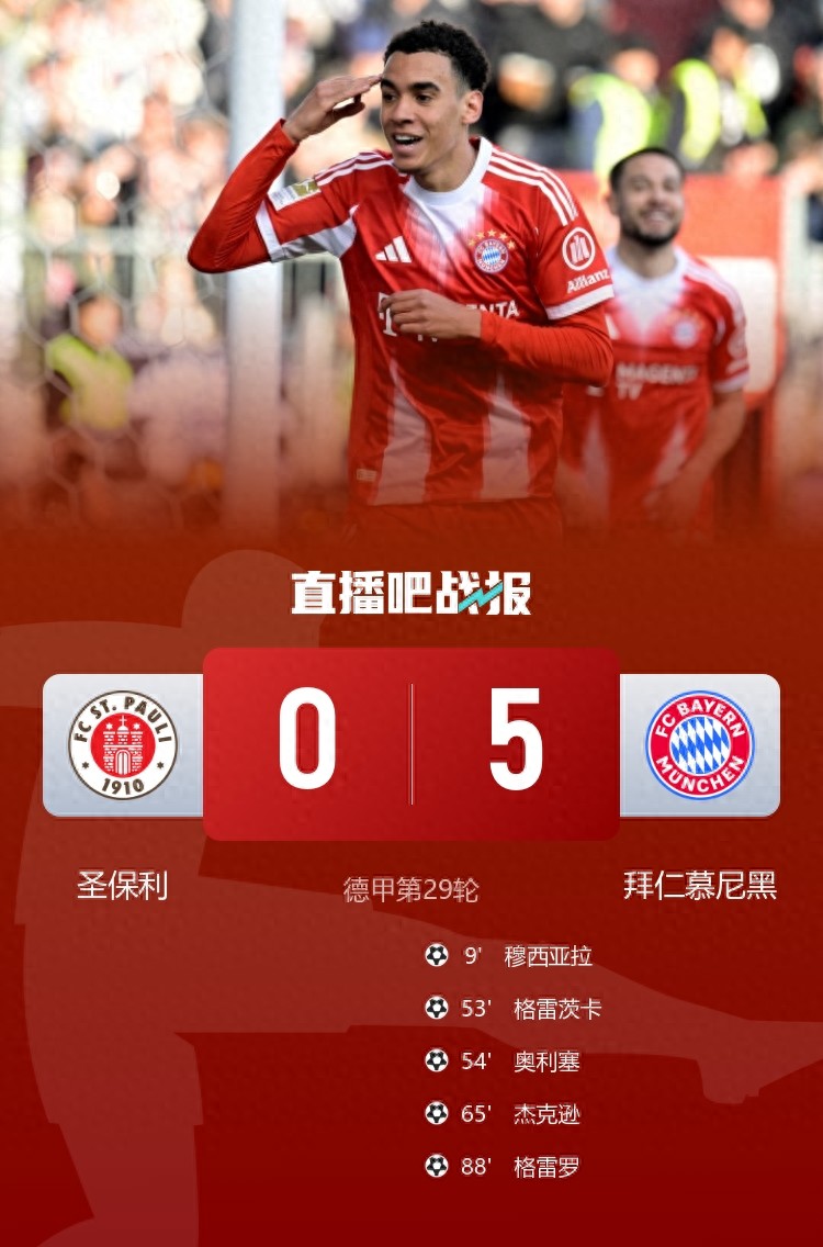 5-0！拜仁最恐怖的不是提前锁定德甲冠军，是划水还破了54年纪录