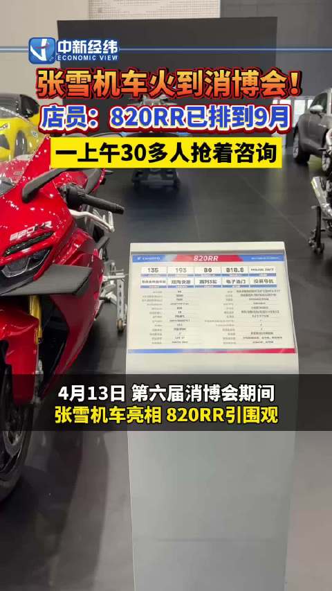 张雪机车亮相消博会，820RR订单排至9月底