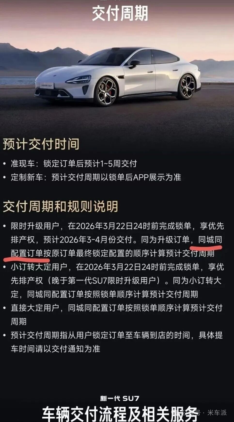 新SU7公布锁单等待周数,快看你在第几梯队!
