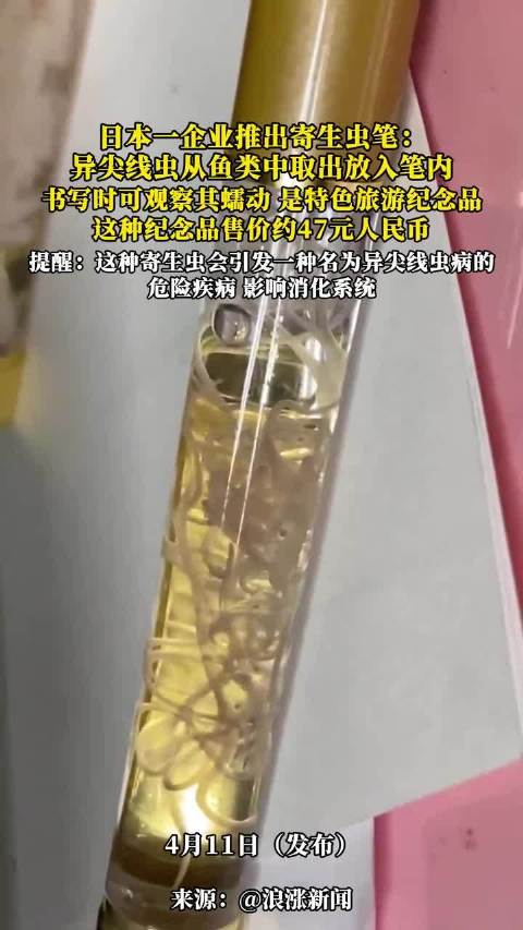 日本企业推出寄生虫笔纪念品，内含异尖线虫售价47元