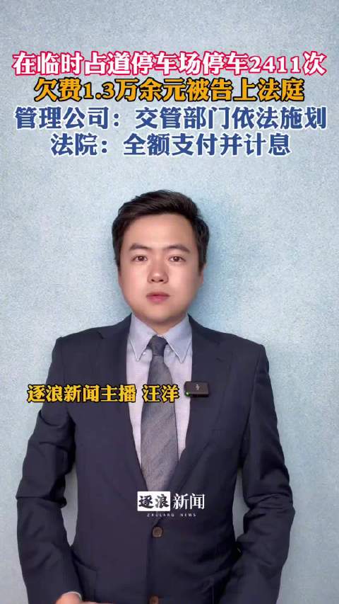 车主欠缴路边停车费1.3万元需全额赔偿并计息