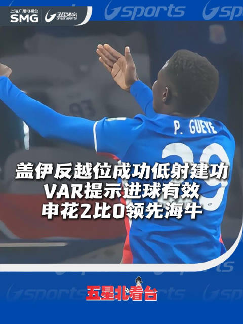 中超第七轮申花2比0海牛，盖伊第52分钟反越位进球