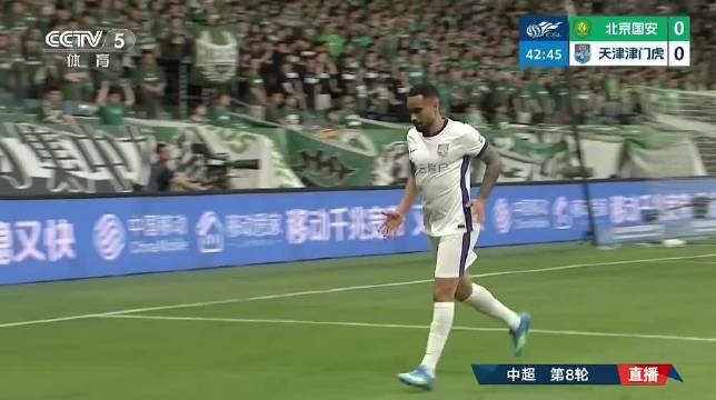 天津客场率先进球了 谢蒂内破门