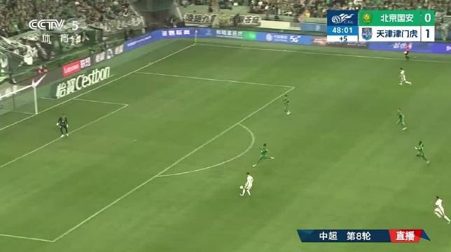中超补时哈达斯破门，津门虎客场2比0领先国安