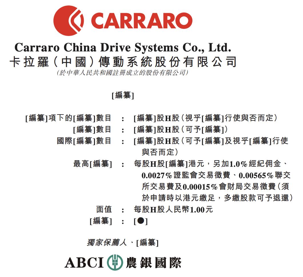 新股消息 | 卡拉罗中国递表港交所